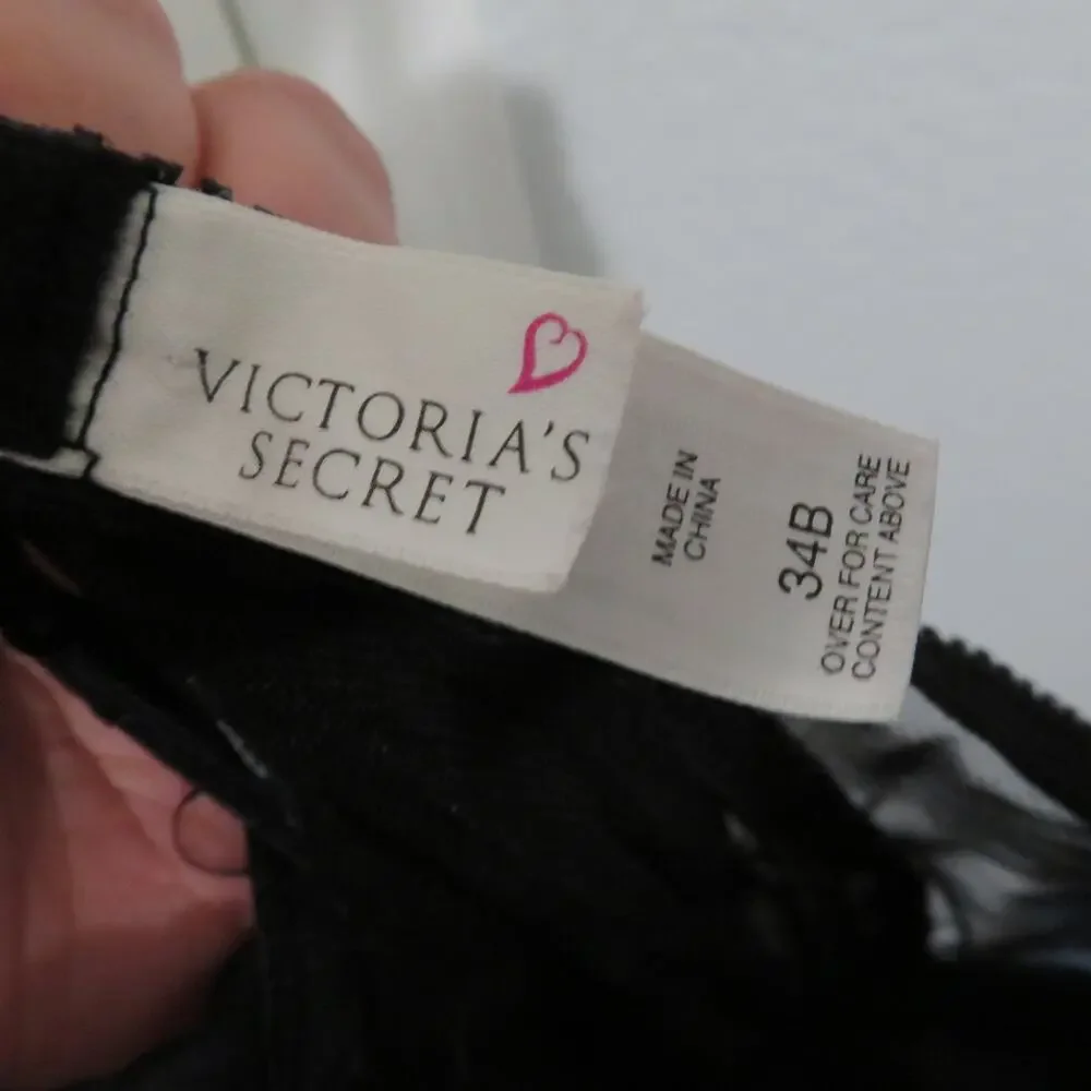 Victoria's Secret Women Sz 34B Black Vintage Y2K Sheer Open Front Flowy Nightie